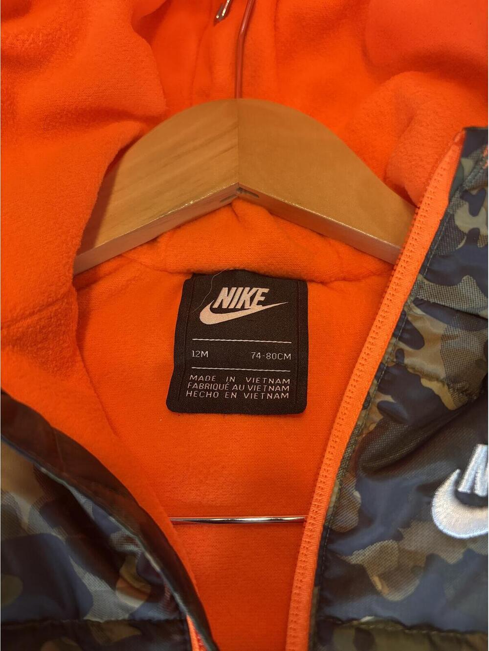 New Nike Baby Camouflage Puffer Snow suit with Orange Lining 12 months Boys - Picture 4 of 5